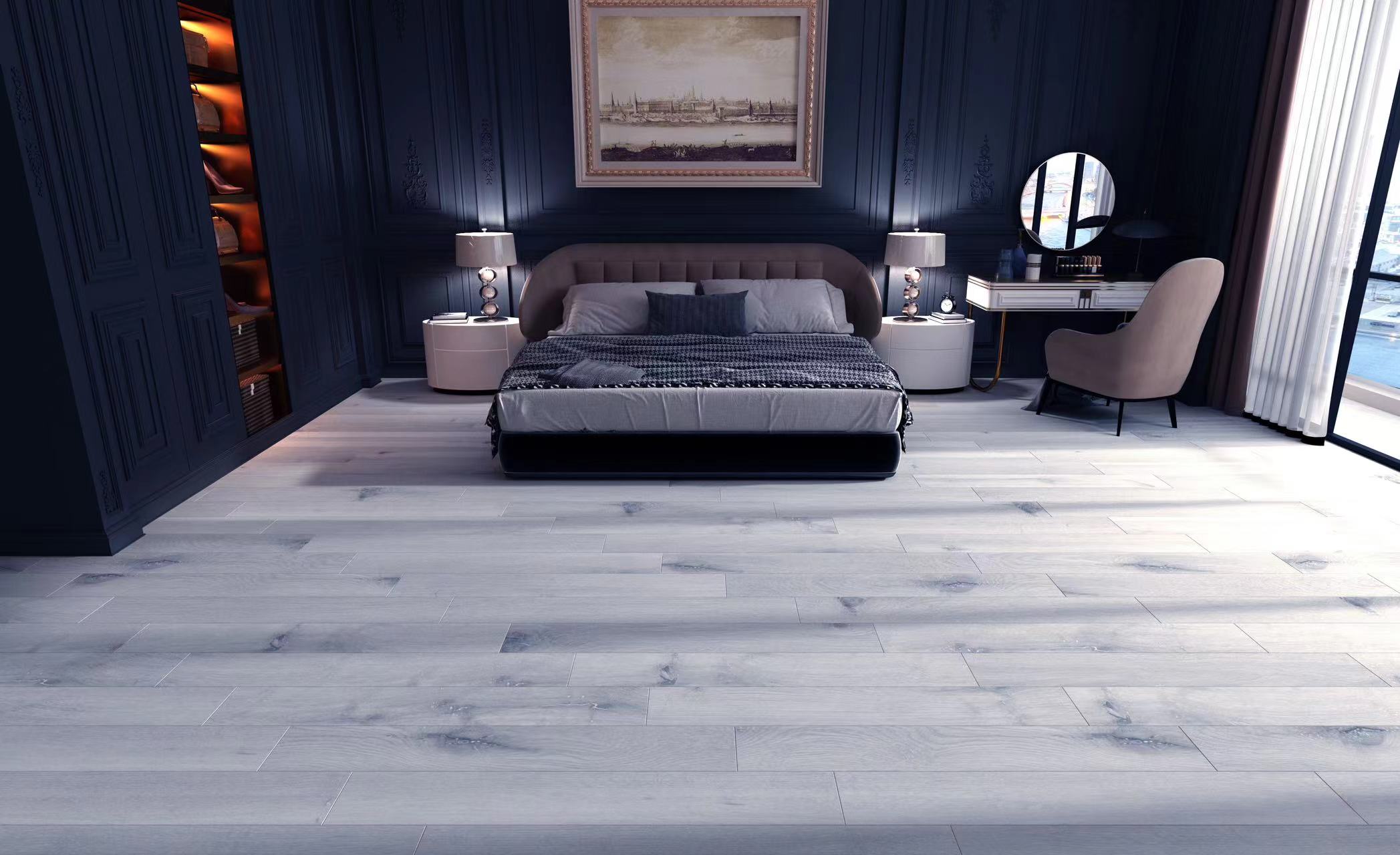 bedroom with hybrid floor 